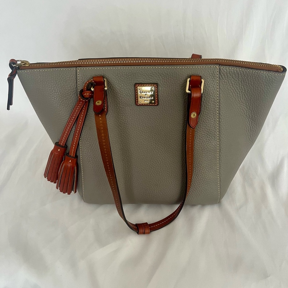 Dooney & Bourke Gray and Tan Totes with Classic Design